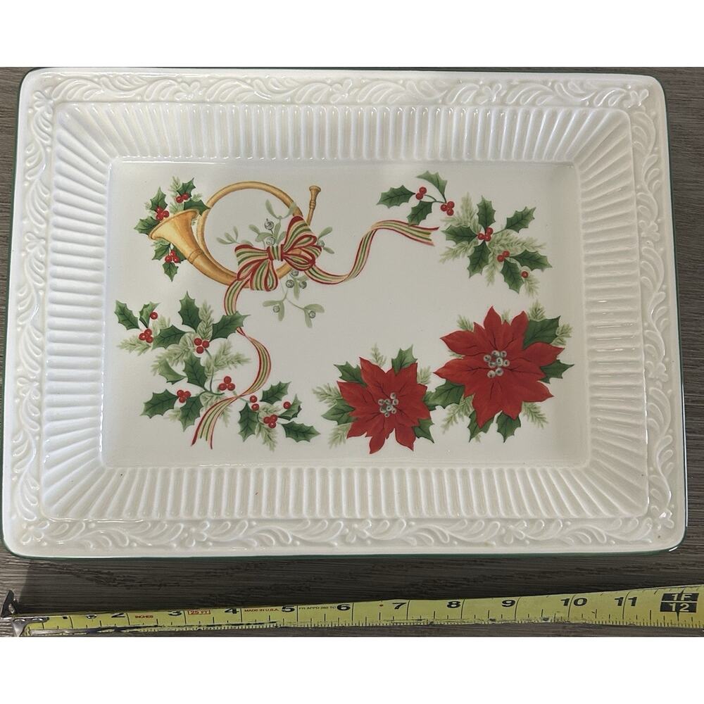 Mikasa Christmas Rectangular China Platter Vintage